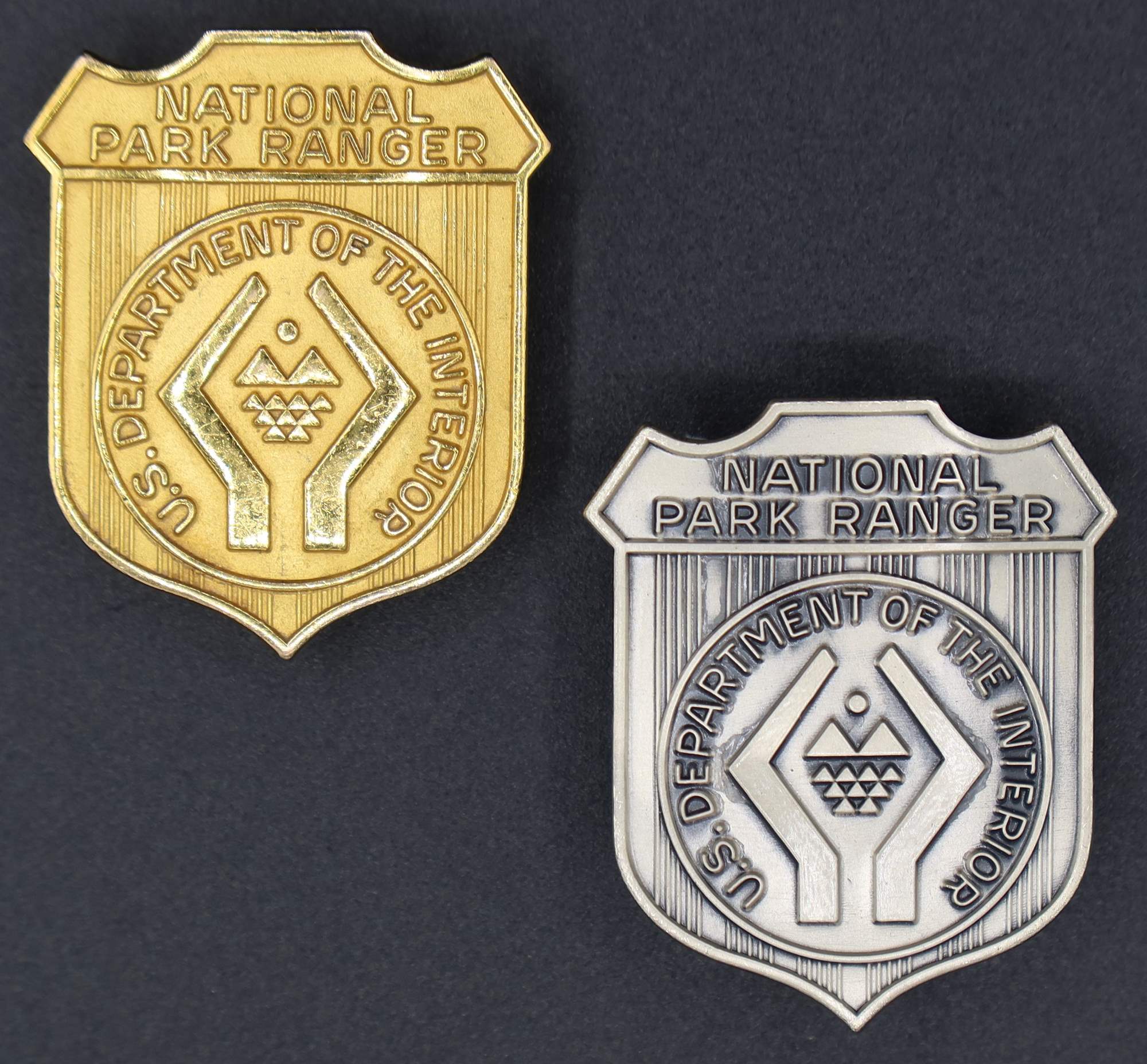 Gold National Park Ranger Superintendent Badge and Sterling Silver badge for all others